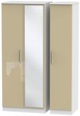 Knightsbridge Mushroom and White 3 Door Triple Wardrobe - 1 Mirror