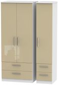 Knightsbridge Mushroom and White 3 Door Triple Wardrobe - 4 Drawers