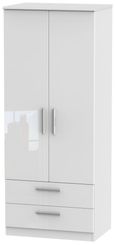 Knightsbridge White Gloss 2 Door 2 Drawer Double Wardrobe