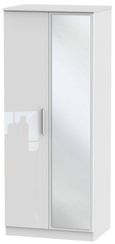 Knightsbridge White Gloss 2 Door Wardrobe - 1 Mirror