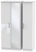 Knightsbridge White Gloss 3 Door Triple Wardrobe - 1 Mirror