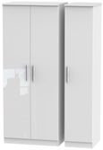 Knightsbridge White Gloss 3 Door Triple Wardrobe