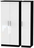 Knightsbridge White Gloss and Black 3 Door Triple Wardrobe