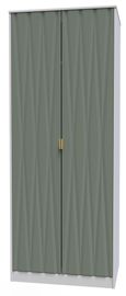 Las Vegas White and Green 2 Door Plain Tall Wardrobe
