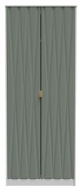 Las Vegas White and Green 2 Door Plain Tall Wardrobe