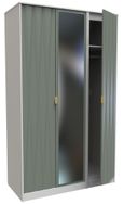 Las Vegas White and Green 3 Door Tall Triple Wardrobe - 1 Mirror