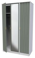 Las Vegas White and Green 3 Door Tall Triple Wardrobe - 1 Mirror
