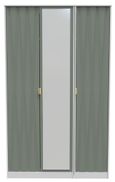 Las Vegas White and Green 3 Door Tall Triple Wardrobe - 1 Mirror