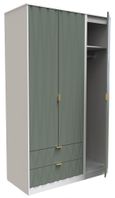 Las Vegas White and Green 3 Door Tall Triple Wardrobe - LHF 2 Drawers