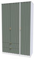 Las Vegas White and Green 3 Door Tall Triple Wardrobe - LHF 2 Drawers