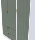 Las Vegas White and Green 3 Door Tall Triple Wardrobe - LHF 2 Drawers