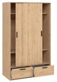 Line Oak Effect 2 Door 2 Drawer Sliding Wardrobe