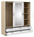 Line Oak Effect and White Gloss 3 Door Combi Wardrobe
