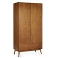 Lowry Double Wardrobe - 2 Door - 1 Drawer - Cherry Wood - Retro Style