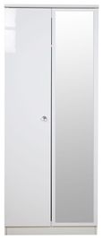 Lumiere White Gloss 2 Door Tall Wardrobe - 1 Mirror