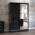 Lynx Sliding Mirror Wardrobe - 2 Door - Black Gloss