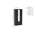 Lynx Combi Wardrobe - 3 Door - 2 Drawer - Black Gloss