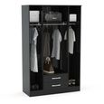 Lynx Combi Wardrobe - 4 Door 2 Drawer - Black Gloss