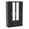 Lynx Combi Wardrobe - 4 Door 2 Drawer - Black Gloss