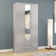 Lynx Combi Wardrobe - 3 Door - 2 Drawer - Grey Gloss