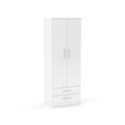 Lynx Double Wardrobe - 2 Door 2 Drawer - White Gloss