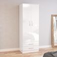 Lynx Double Wardrobe - 2 Door 2 Drawer - White Gloss