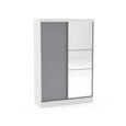 Lynx Sliding Mirror Wardrobe - 2 Door - White and Grey Gloss