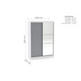 Lynx Sliding Mirror Wardrobe - 2 Door - White and Grey Gloss
