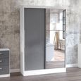 Lynx Sliding Mirror Wardrobe - 2 Door - White and Grey Gloss