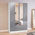 Lynx Combi Wardrobe - 4 Door 2 Drawer - White and Grey Gloss