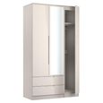 Milan Cashmere Gloss 3 Door Tall Combi Wardrobe - 1 Mirror and LHF 2 Drawers