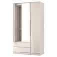 Milan Cashmere Gloss 3 Door Tall Combi Wardrobe - 1 Mirror and LHF 2 Drawers