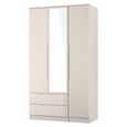 Milan Cashmere Gloss 3 Door Tall Combi Wardrobe - 1 Mirror and LHF 2 Drawers