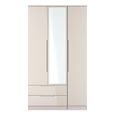 Milan Cashmere Gloss 3 Door Tall Combi Wardrobe - 1 Mirror and LHF 2 Drawers