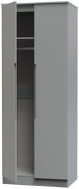 Milan Grey 2 Door Plain Tall Wardrobe