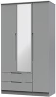 Milan Grey 3 Door Tall Combi Wardrobe - 1 Mirror and LHF 2 Drawers