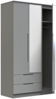 Milan Grey 3 Door Tall Combi Wardrobe - 1 Mirror and LHF 2 Drawers