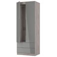 Milan Grey Gloss and Grey Oak 2 Door 2 Drawer Double Wardrobe