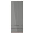 Milan Grey Gloss and Grey Oak 2 Door 2 Drawer Double Wardrobe