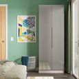 Milan Grey Gloss and Grey Oak 2 Door Plain Tall Wardrobe