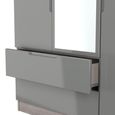 Milan Grey Gloss and Grey Oak 3 Door Tall Combi Wardrobe - 1 Mirror and LHF 2 Drawers