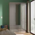 Milan Grey Gloss and Grey Oak 3 Door Tall Combi Wardrobe - 1 Mirror and LHF 2 Drawers