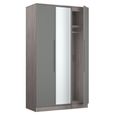 Milan Grey Gloss and Grey Oak 3 Door Tall Triple Wardrobe - 1 Mirror