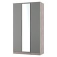 Milan Grey Gloss and Grey Oak 3 Door Tall Triple Wardrobe - 1 Mirror