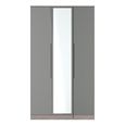 Milan Grey Gloss and Grey Oak 3 Door Tall Triple Wardrobe - 1 Mirror