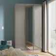 Milan Grey Gloss and Grey Oak 3 Door Tall Triple Wardrobe - 1 Mirror