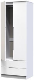 Milan White Gloss 2 Door 2 Drawer Double Wardrobe