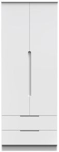 Milan White Gloss 2 Door 2 Drawer Double Wardrobe