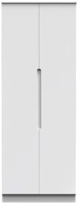 Milan White Gloss 2 Door Plain Tall Wardrobe