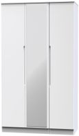 Milan White Gloss 3 Door Tall Triple Wardrobe - 1 Mirror